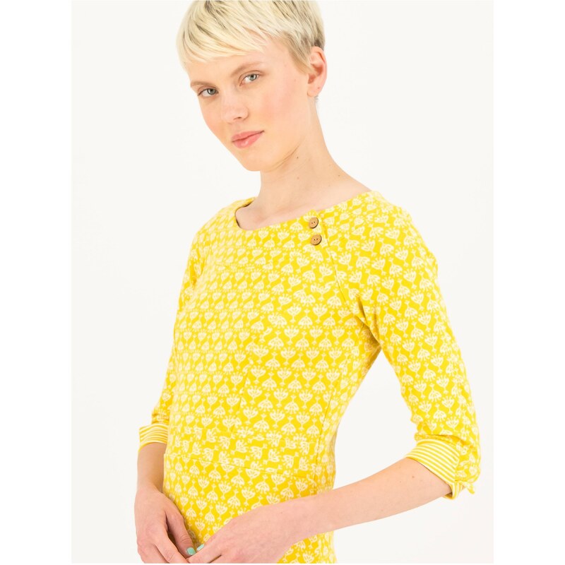 Žluté dámské vzorované šaty Blutsgeschwister - Dámské