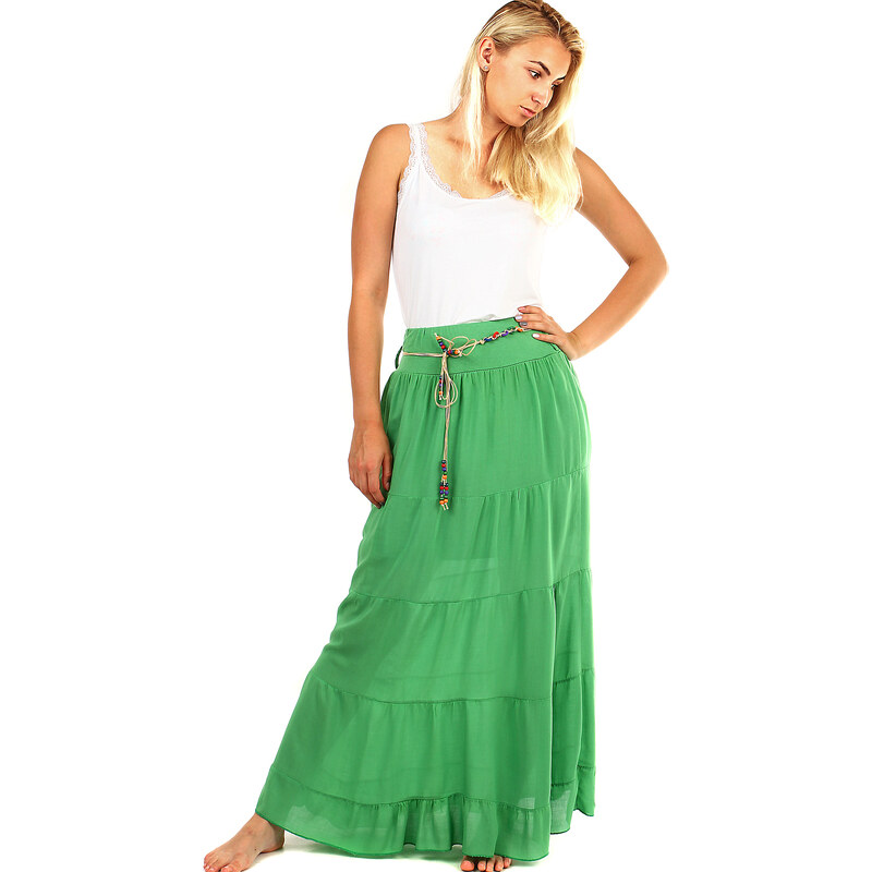 Glara Dlouhá dámská maxi sukně s elegantním páskem 29222570