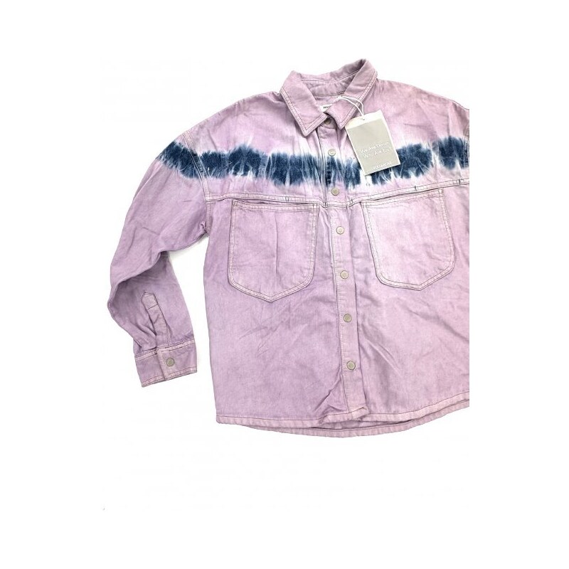 fialová džínová bunda s batikovaným prvkem Pull&Bear