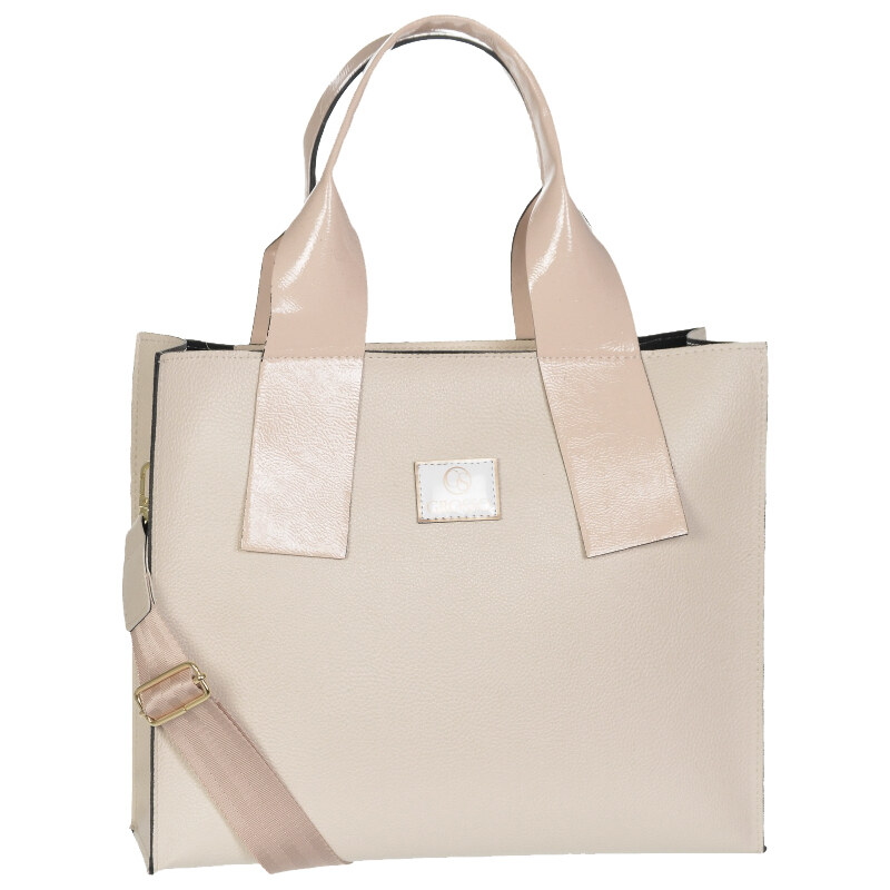 Elegantní větší béžová dámská kabelka do ruky S684 GROSSO 80247274