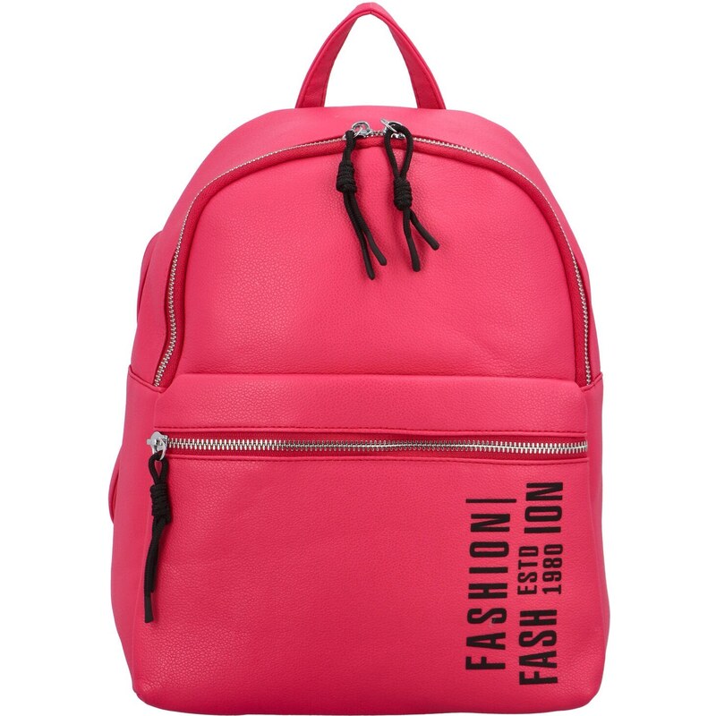 Turbo bags Trendový dámský koženkový batoh s potiskem Lia, fuchsiový 80256033