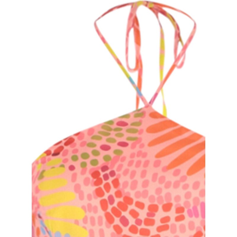 Trendyol Multi Color A-Line Midi Woven Lined Halter Neck Vzorované Tkané šaty