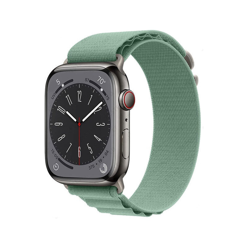 Crested Alpský tah nylonový řemínek pro Apple Watch 42, 44, 45 a 49 mm lehce zelený