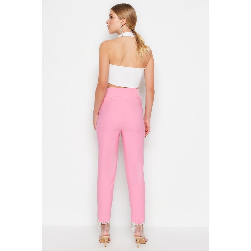 Trendyol světle růžový doplněk Detailní kalhoty