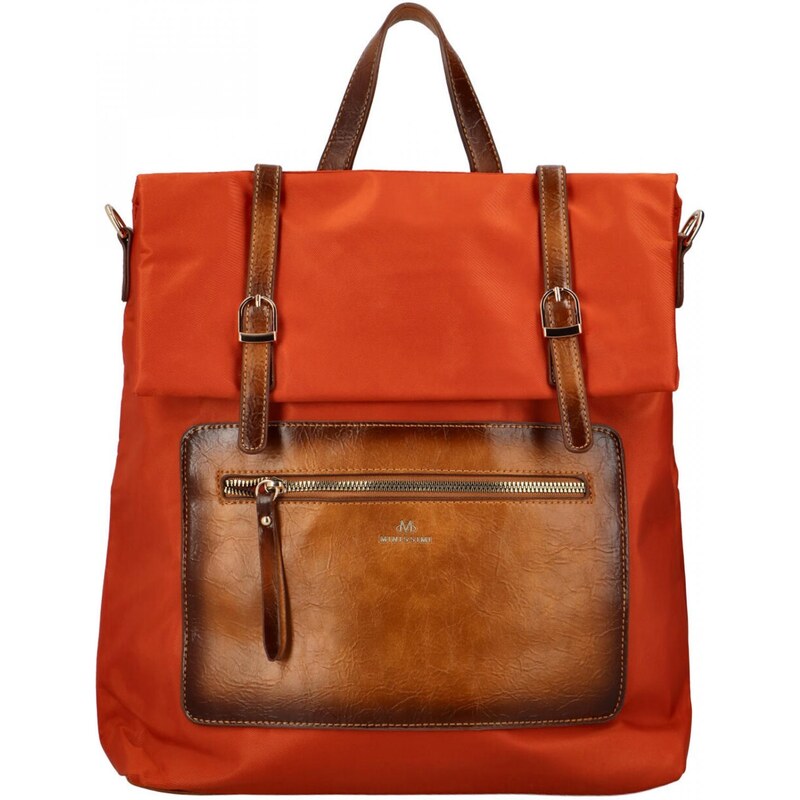 MINISSIMI Městský dámský látkový batoh s kapsou na přední straně Kata, oranžový