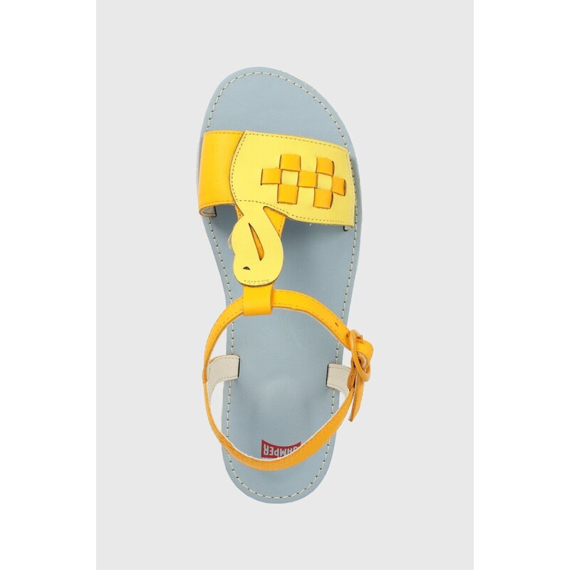 Dětské kožené sandály Camper žlutá barva
