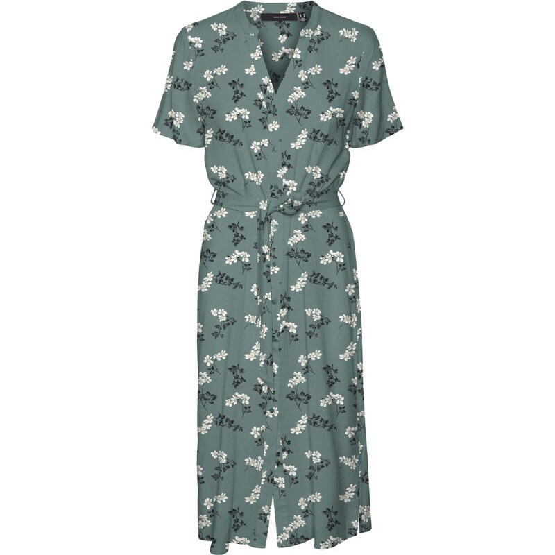 VERO MODA Košilové šaty VMVica tmavě šedá / tmavě zelená / bílá