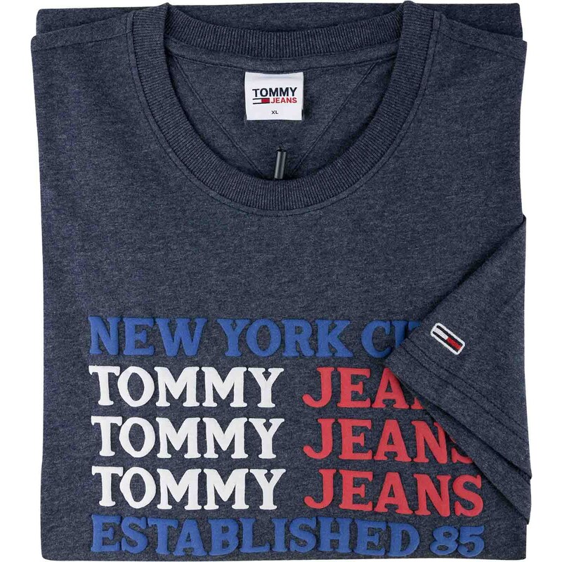 Tommy Hilfiger Modré tričko Tommy Jeans s plastickým potiskem