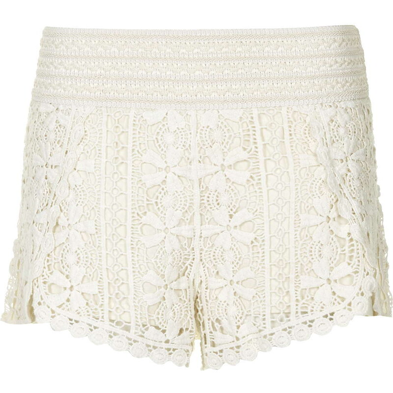 Topshop PETITE Scallop Crochet Shorts