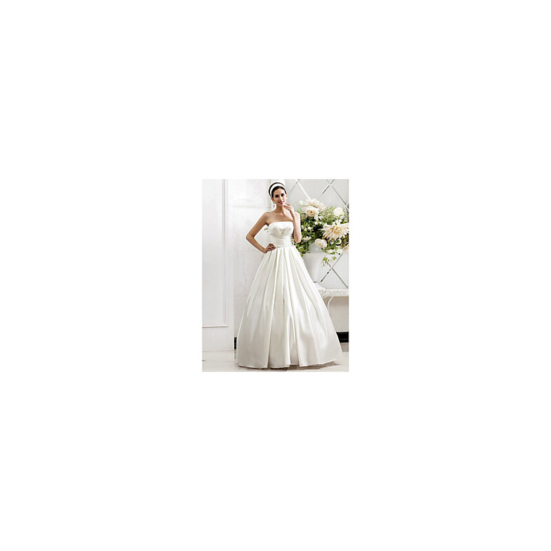 LightInTheBox A-line Princess Strapless Sweep/Brush Train Side-Draped Satin Wedding Dress