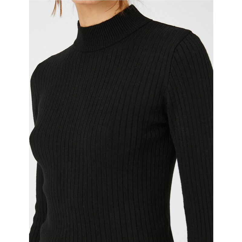 Koton žebrovaný pletený svetr s vysokým límcem