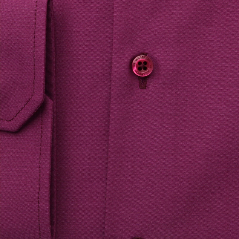 Willsoor Pánská slim fit košile fuchsiové barvy s hladkým vzorem 14965