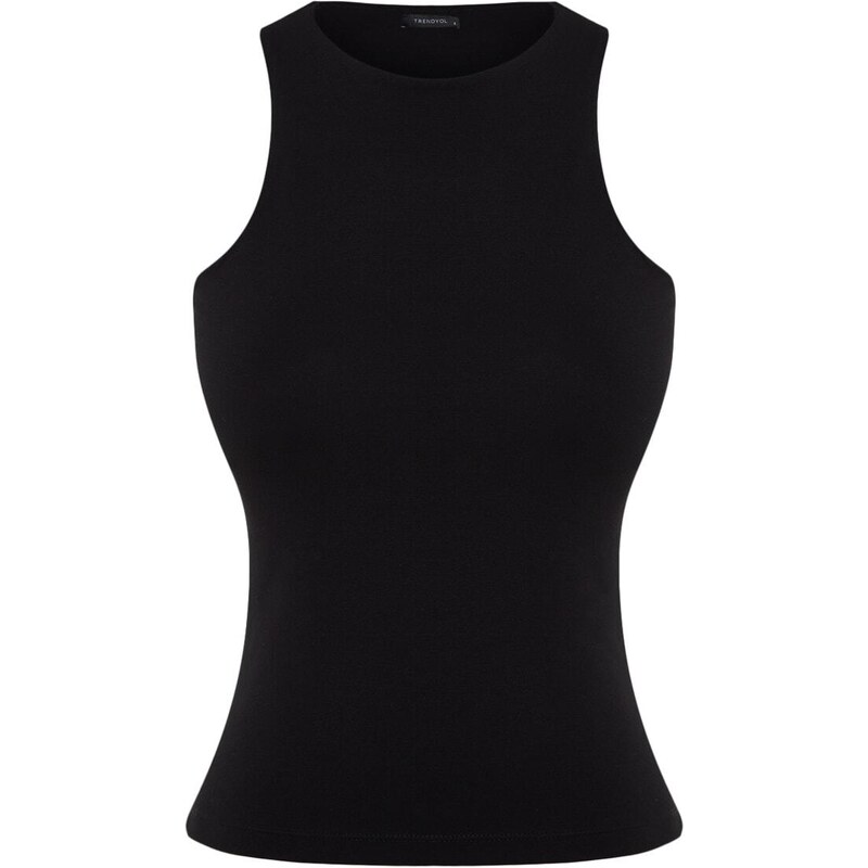 Trendyol Black Cotton Halterneck Fitted/Slip-On, Stretchy Knit Undershirt Singlet