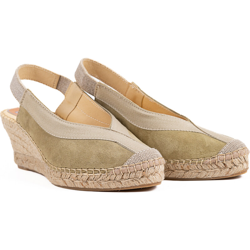 Salvi Calzados Dámské khaki espadrilky na klínku