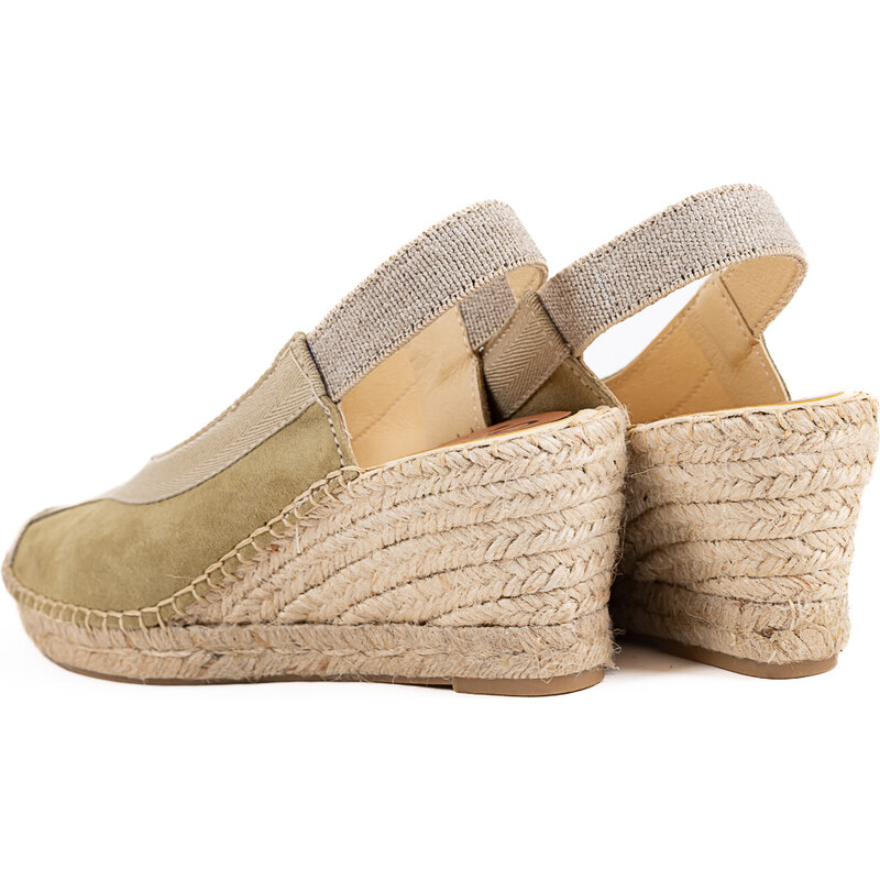 Salvi Calzados Dámské khaki espadrilky na klínku