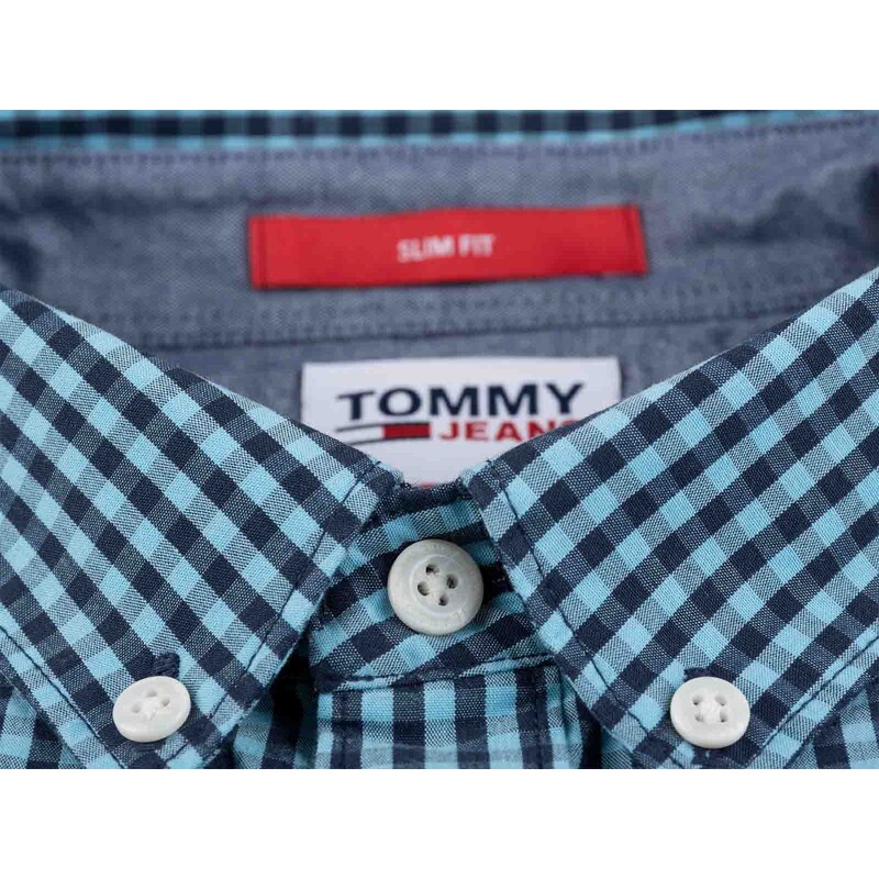 Tommy Hilfiger Kostkovaná modrá košile Tommy Jeans