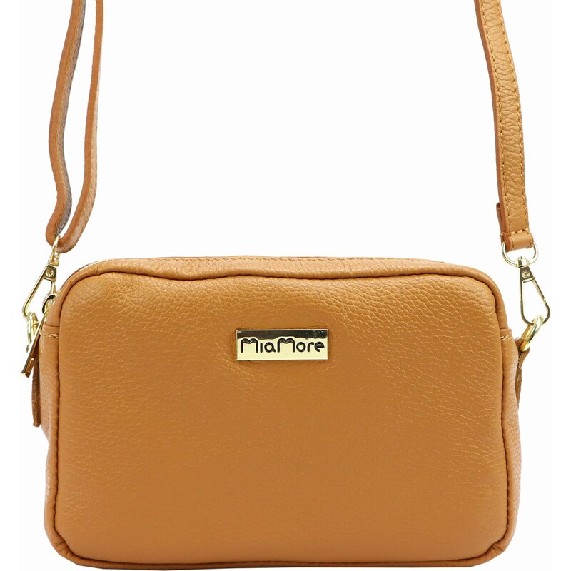 Kožená crossbody kabelka MiaMore 01-027 camel