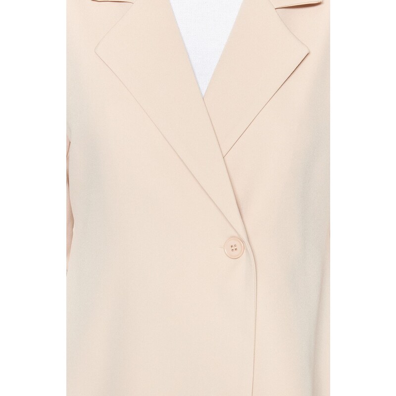 Trendyol Cream Woven Lined Single Button Back Detailed Jacket