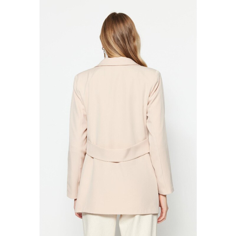 Trendyol Cream Woven Lined Single Button Back Detailed Jacket