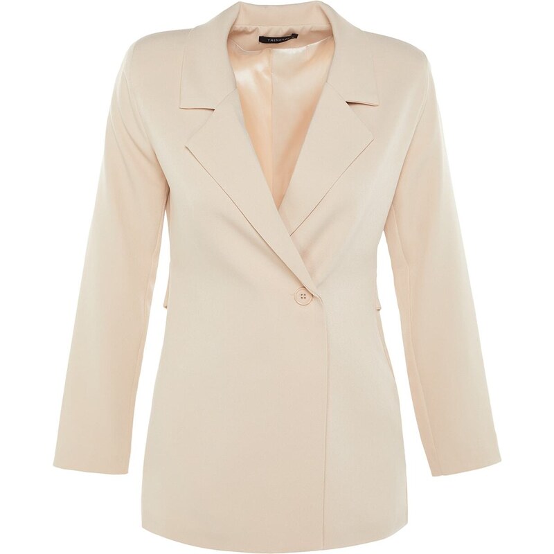 Trendyol Cream Woven Lined Single Button Back Detailed Jacket