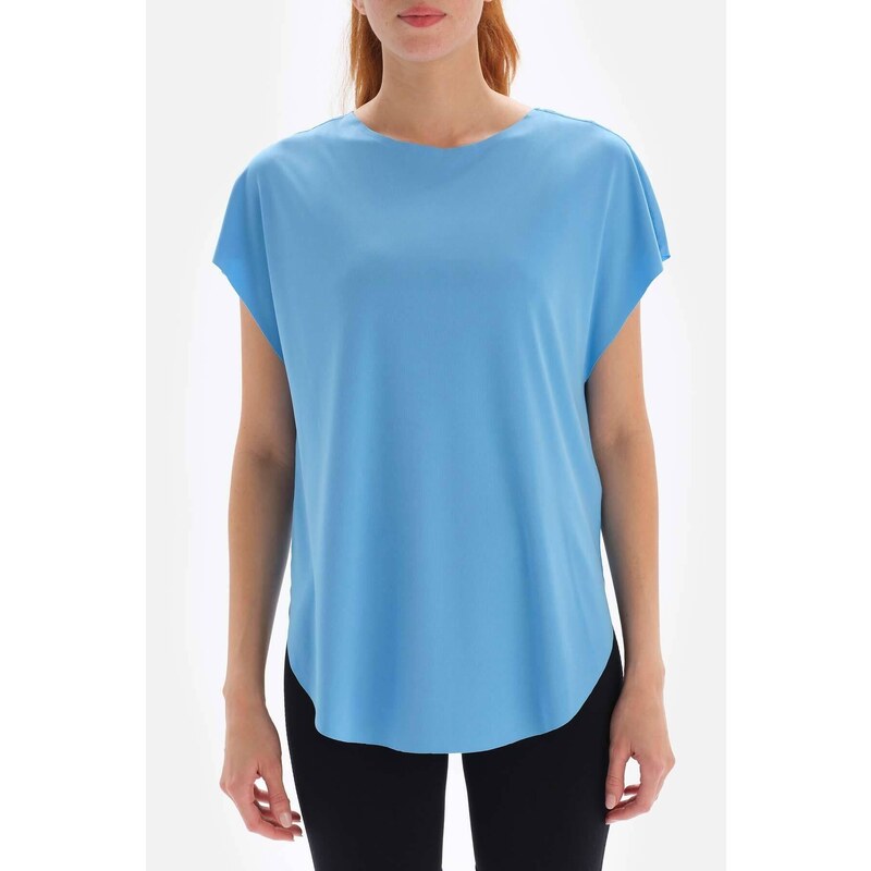 Dagi Light Blue Women's T-Shirt Boat Neck