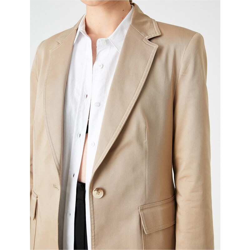 Koton Single Button Jacket Pocket Cotton