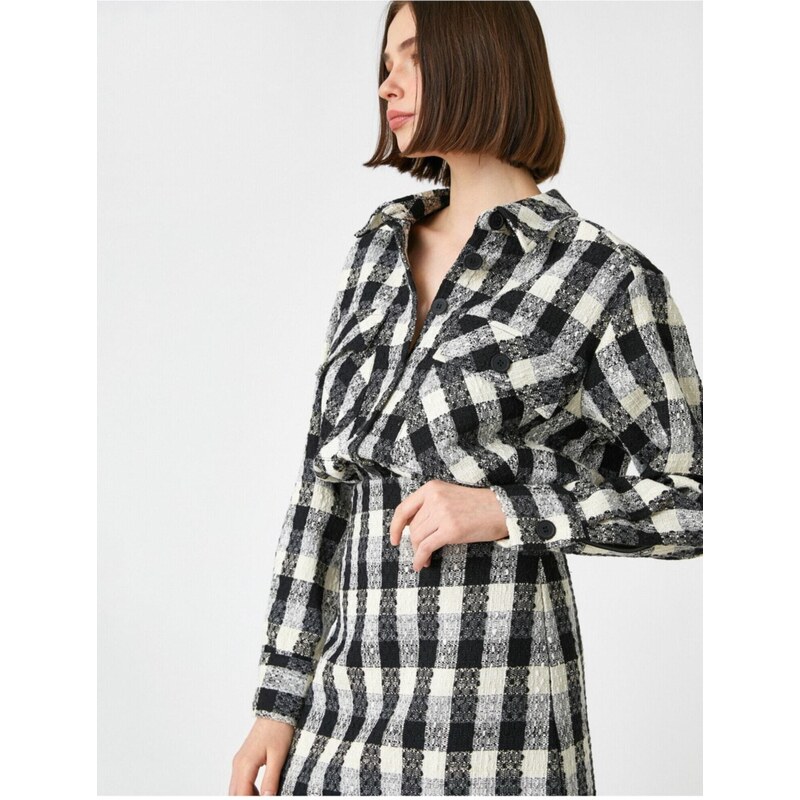 Koton Checkered Jacket with Pockets