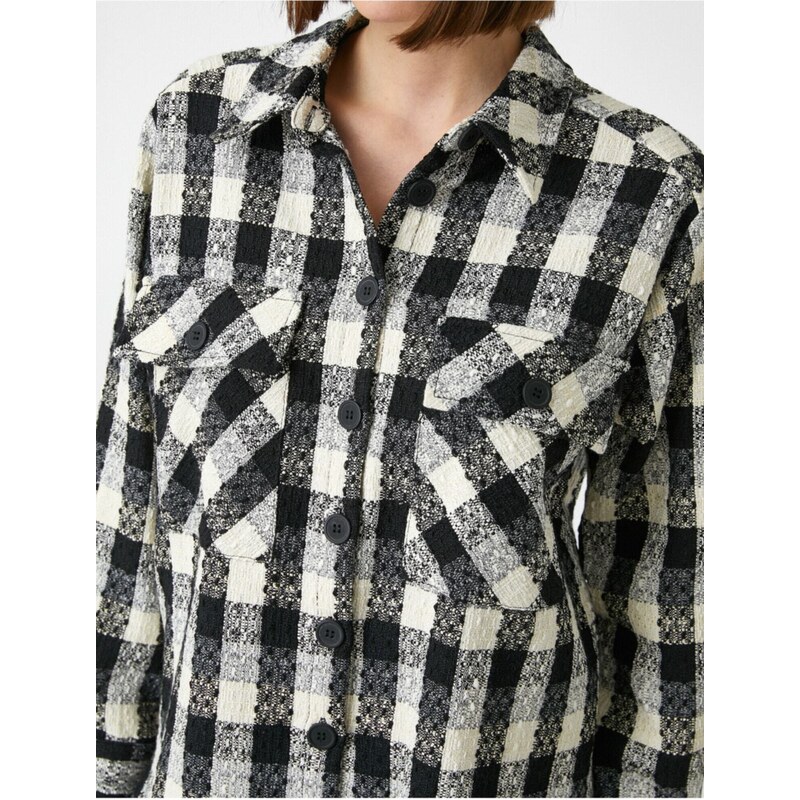 Koton Checkered Jacket with Pockets