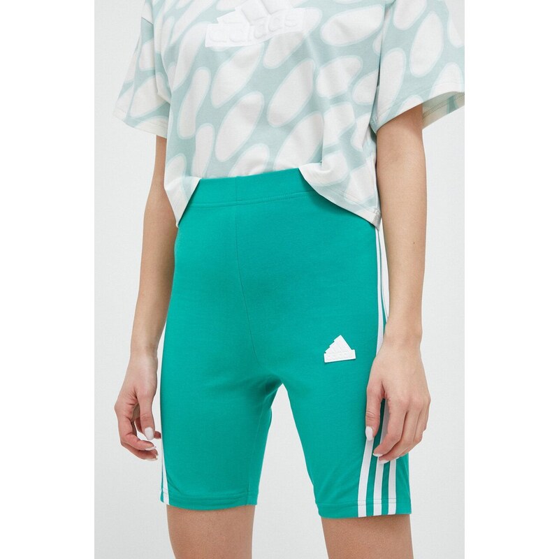 Kraťasy adidas dámské, zelená barva, s aplikací, high waist