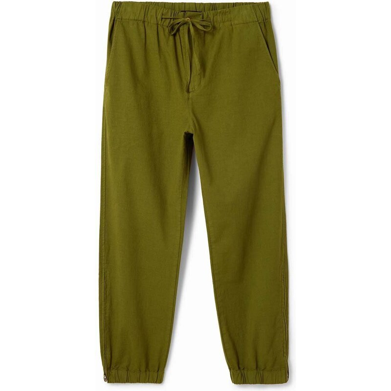 Bavlněné kalhoty Desigual zelená barva