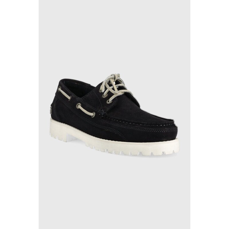 Semišové mokasíny Tommy Hilfiger TH BOAT SHOE CLASSIC NUBUCK pánské, tmavomodrá barva, FM0FM04447