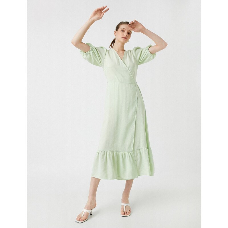 Koton V Neck Modal Blended Midi Balloon Sleeve šaty 115585522