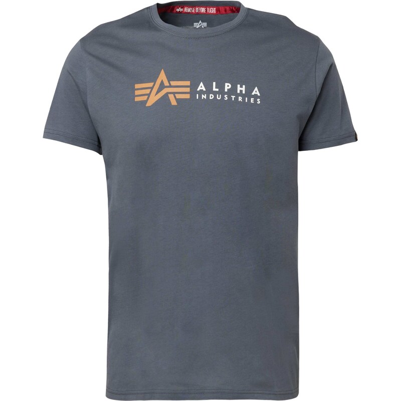 ALPHA INDUSTRIES Tričko grafitová / meruňková / bílá