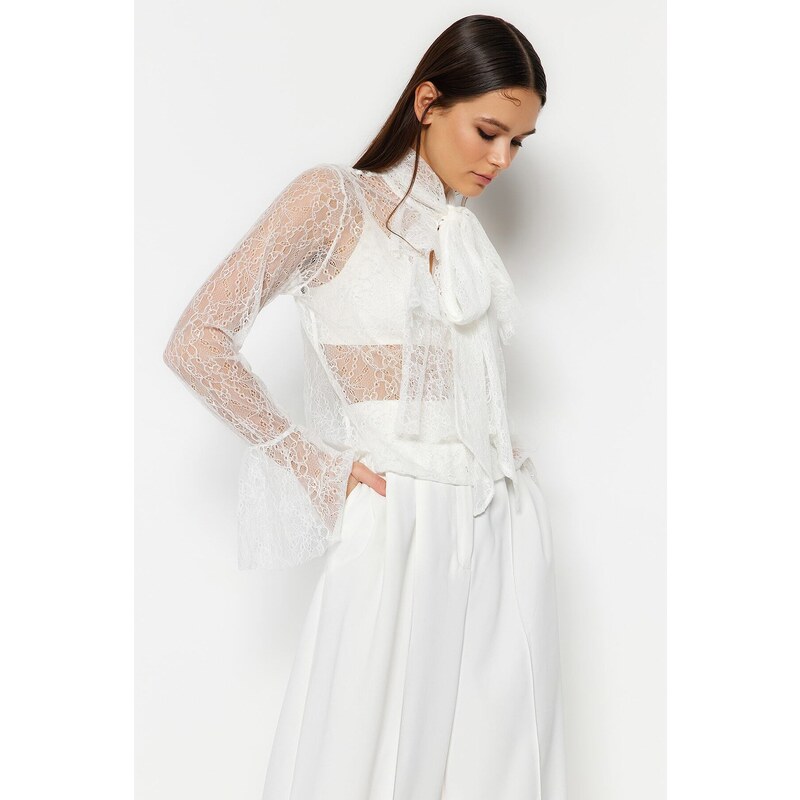 Trendyol Ecru Flounce Lace Bridal Blouse