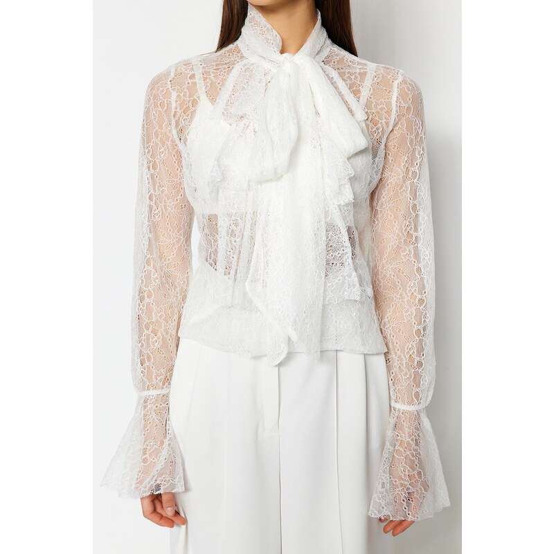 Trendyol Ecru Flounce Lace Bridal Blouse