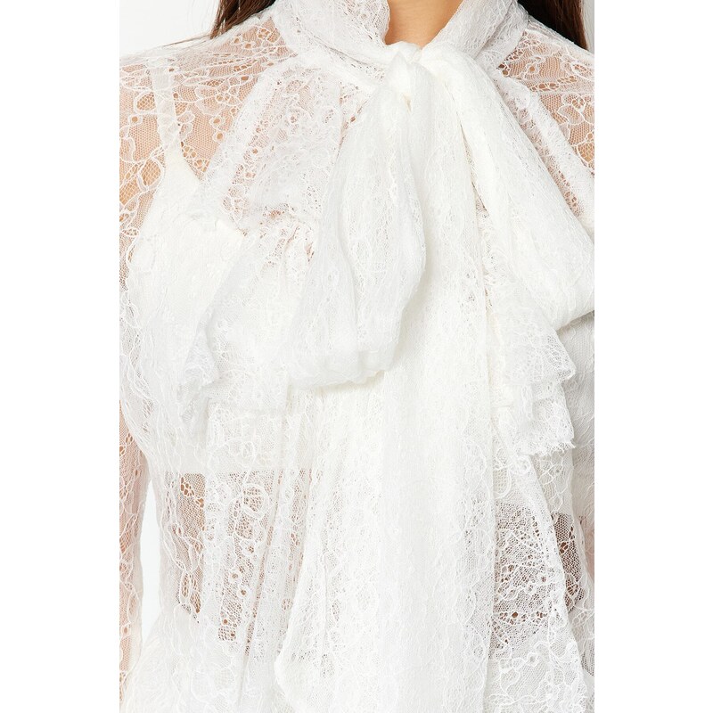 Trendyol Ecru Flounce Lace Bridal Blouse