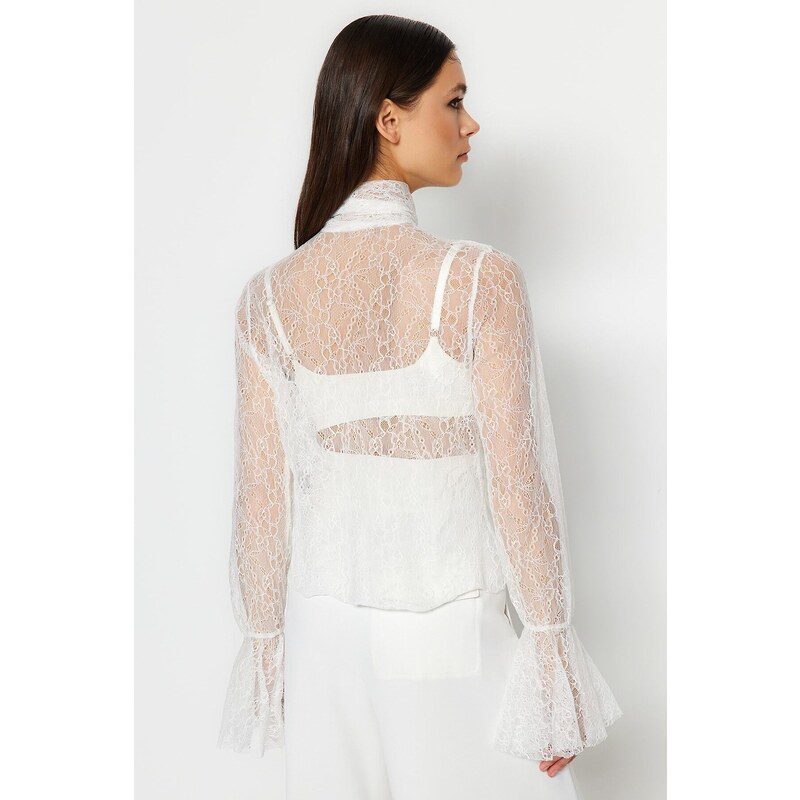 Trendyol Ecru Flounce Lace Bridal Blouse