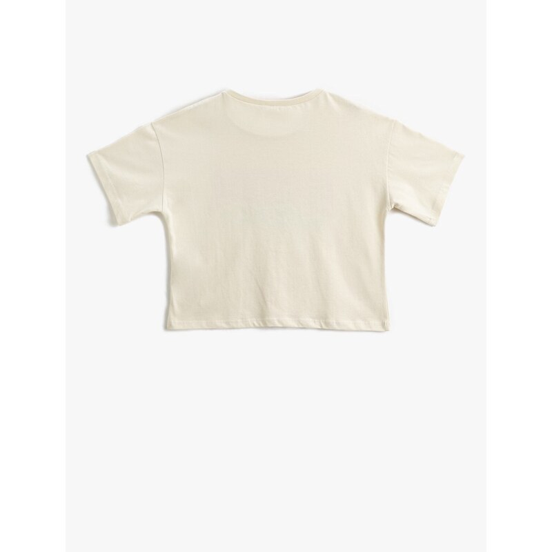 Koton T-Shirt Crop Oversize Short Sleeves Crewneck Printed