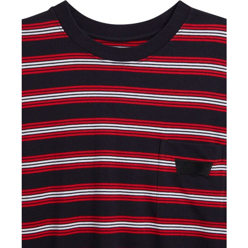 Levi's Černé pánské pruhované tričko Levi's Stay Loose Graphic PKT T Stri - Pánské