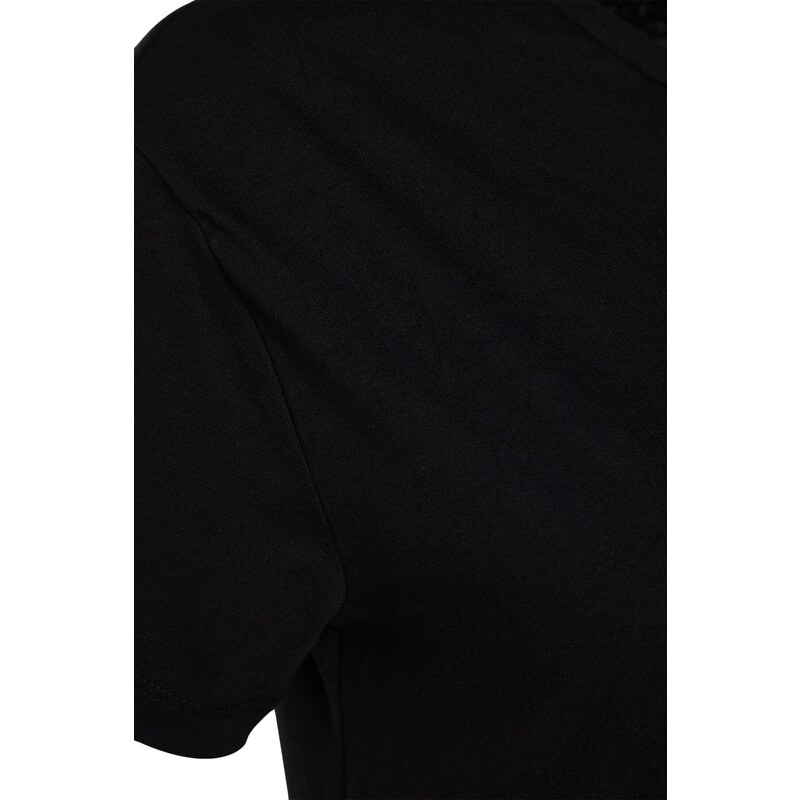 Trendyol Black 100% Cotton T-shirt-Biker Tights Knitted Pajamas Set