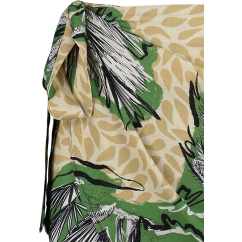 Trendyol Tropical Patterned Mini Woven Tie Skirt