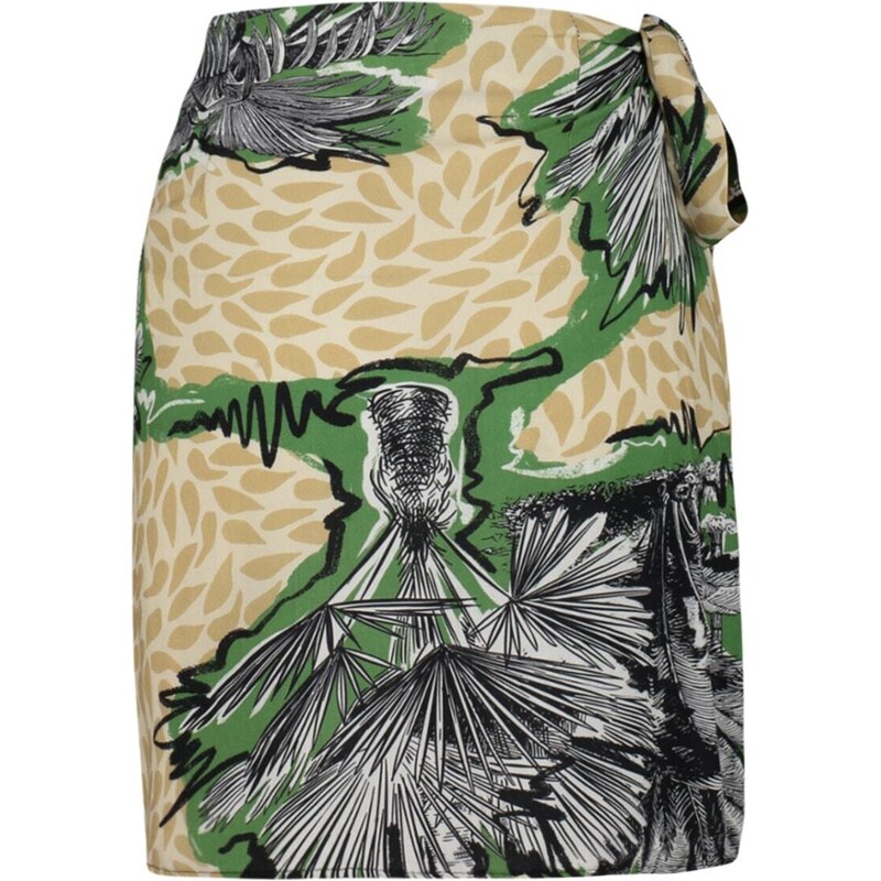 Trendyol Tropical Patterned Mini Woven Tie Skirt