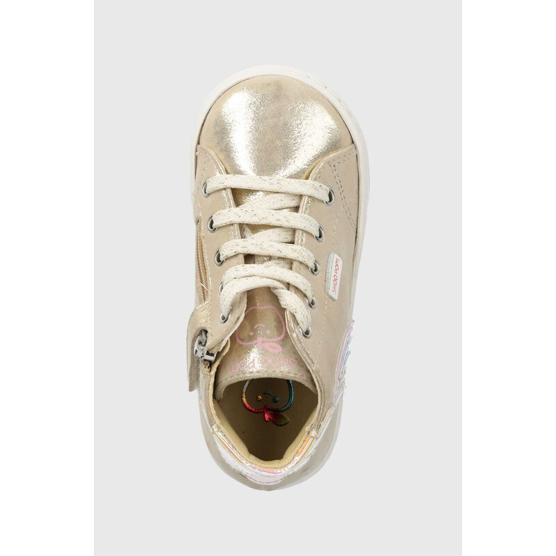 Dětské kožené sneakers boty Shoo Pom zlatá barva