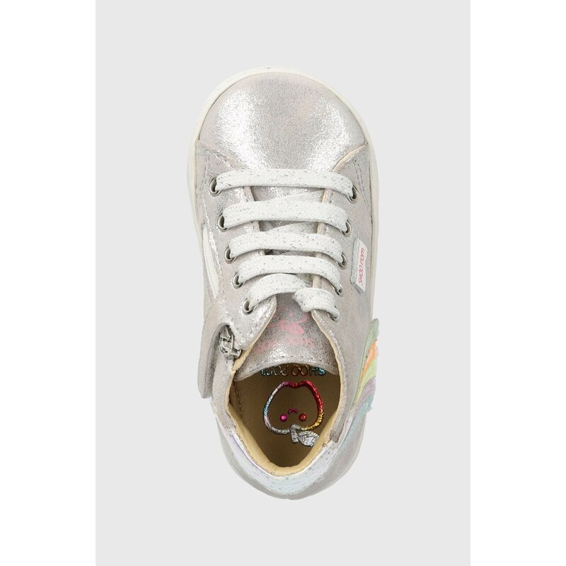 Dětské semišové sneakers boty Shoo Pom stříbrná barva