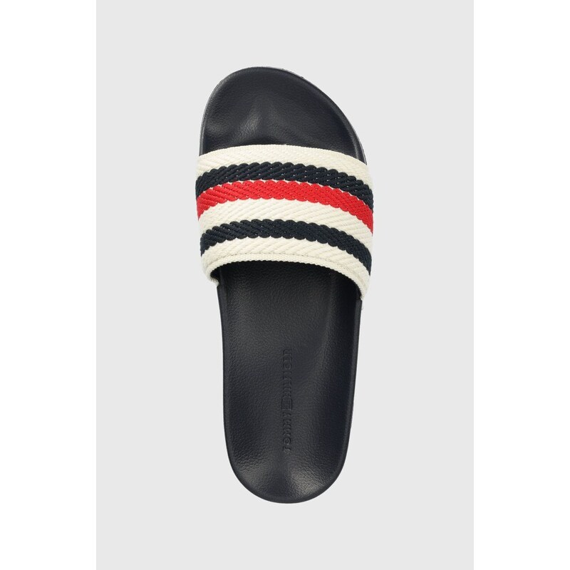 Pantofle Tommy Hilfiger TOMMY ESSENTIAL POOL SLIDE dámské, tmavomodrá barva, FW0FW07151