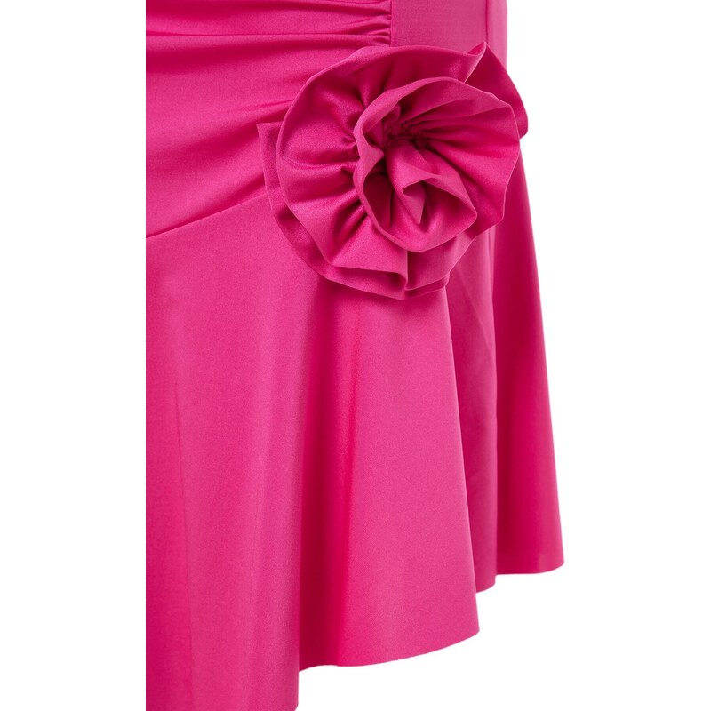 Trendyol Fuchsia vypasované pletené elegantní večerní šaty