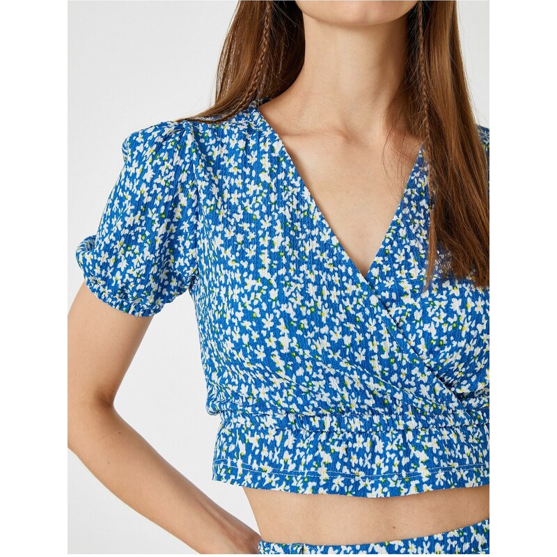 Koton Crop Floral T-Shirt Short Sleeve