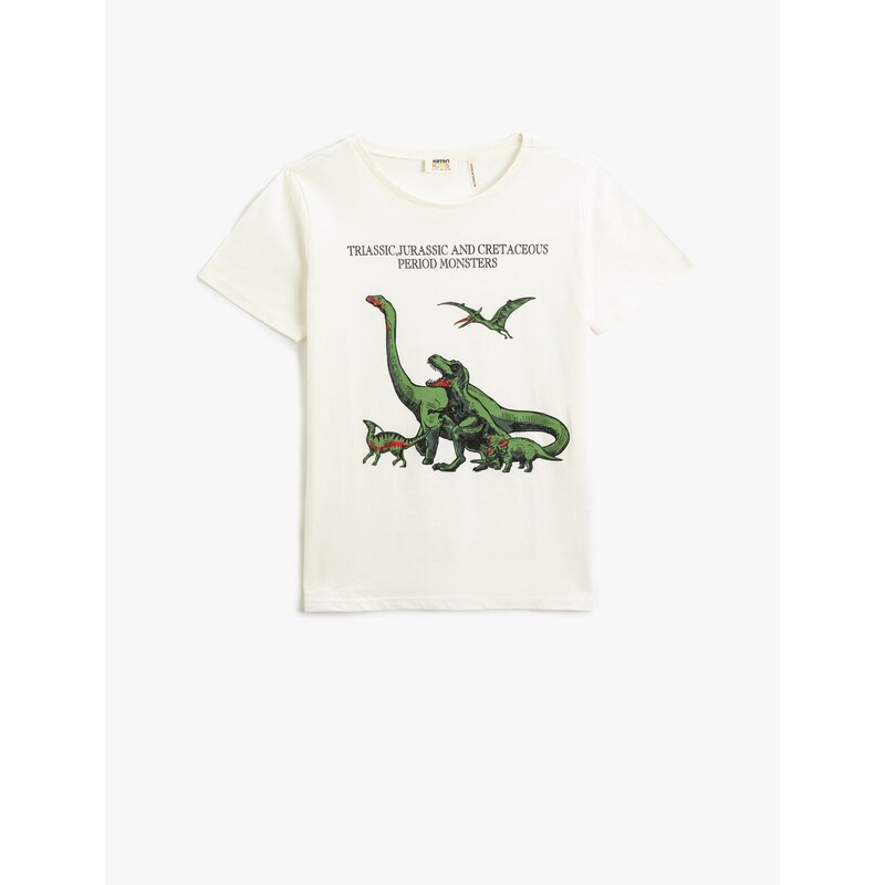 Koton Dinosaur Print Short Sleeve T-Shirt, Round Neck