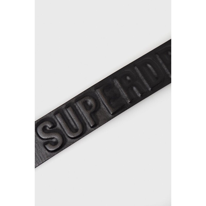 Kožený pásek Superdry pánský, černá barva