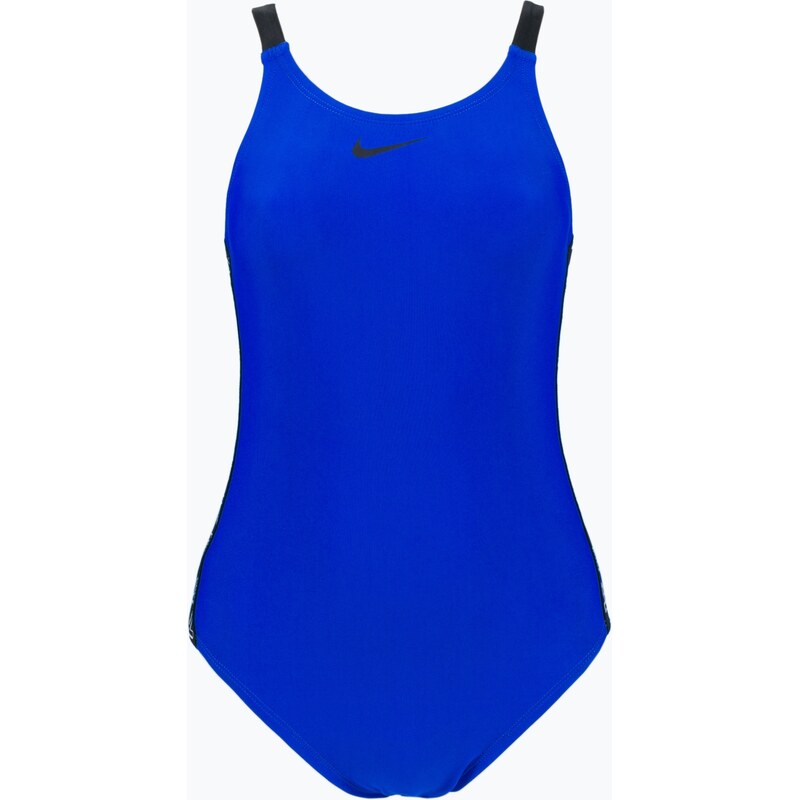 Dámské jednodílné plavky Nike Logo Tape Fastback modré NESSB130